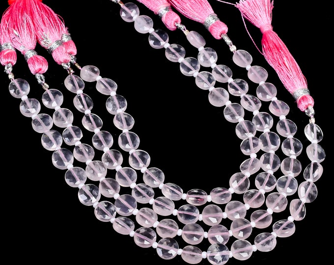 Rose Quartz Faceted Center Drilled Coin Shape 7.25mm, Semi-Precious Gemstones For Jewelry Making