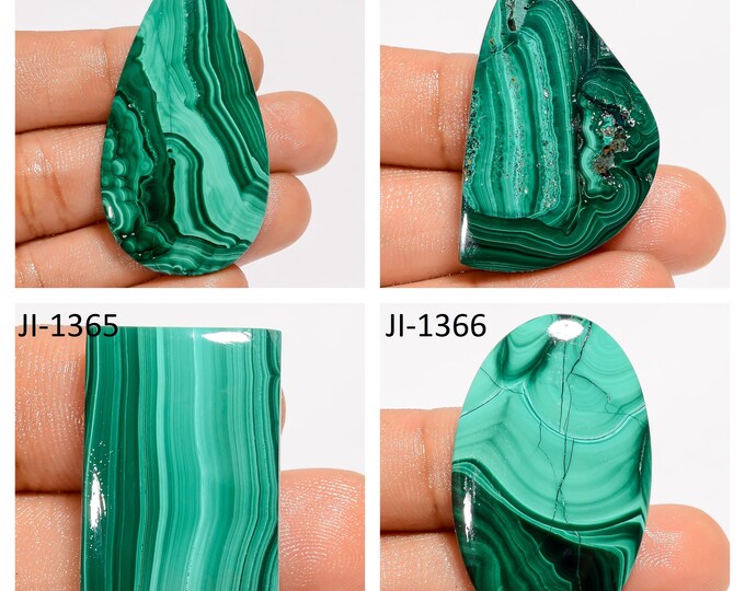 Natural Malachite Fancy Shape Un-Drilled Smooth Cabochon Single Pieces, Semi-Precious Gemstones For Jewelry Making