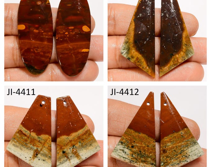 Natural Bloodstone Fancy Shape Front Drilled Smooth Cabochon Matching Pairs, Semi-Precious Gemstones For Jewelry Making