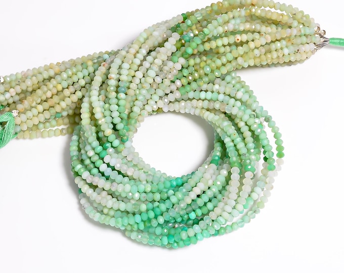 Natural Chrysoprase Multi Shade Micro Faceted Center Drilled Rondelle Shape 3.35mm, Semi-Precious Gemstones For Jewelry Making