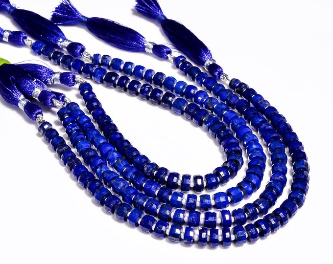 Lapis Lazuli Faceted Center Drilled Tire Shape Graduated size 5.75mm to 6.50mm, Semi-Precious Gemstones For Jewelry Making