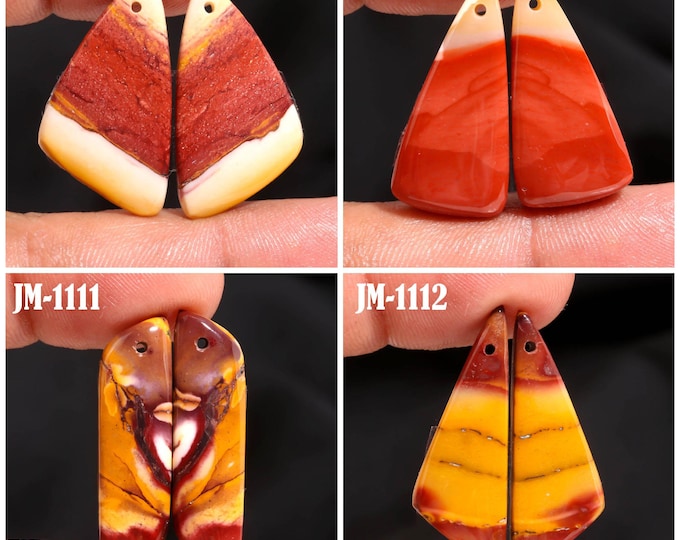 Natural Mookaite Jasper Fancy Shape Front Drilled Smooth Cabochon Matching Pairs, Semi-Precious Gemstones For Jewelry Making