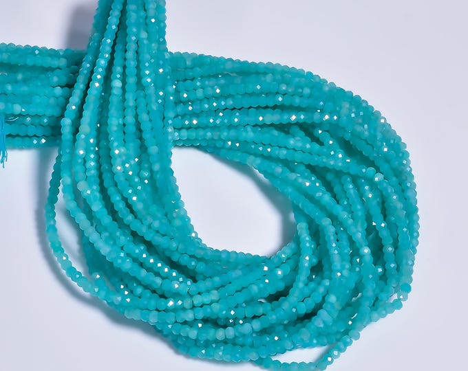 Amazonite Micro Faceted Center Drilled Rondelle Shape 3.55mm, Semi-Precious Gemstones For Jewelry Making