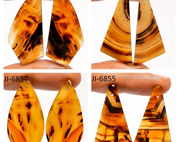 Natural Montana Agate Fancy Shape Front Drilled Smooth Cabochon Matching Pairs, Semi-Precious Gemstones For Jewelry Making