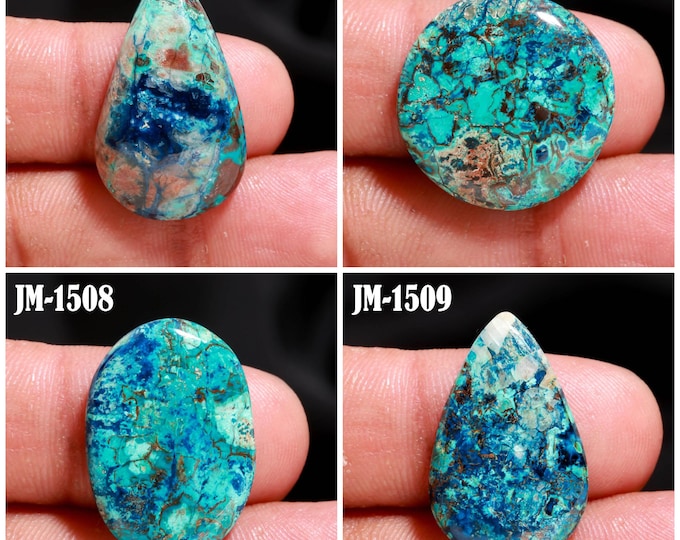 Natural Azurite Fancy Shape Un-Drilled Smooth Cabochon Single Pieces, Semi-Precious Gemstones For Jewelry Making