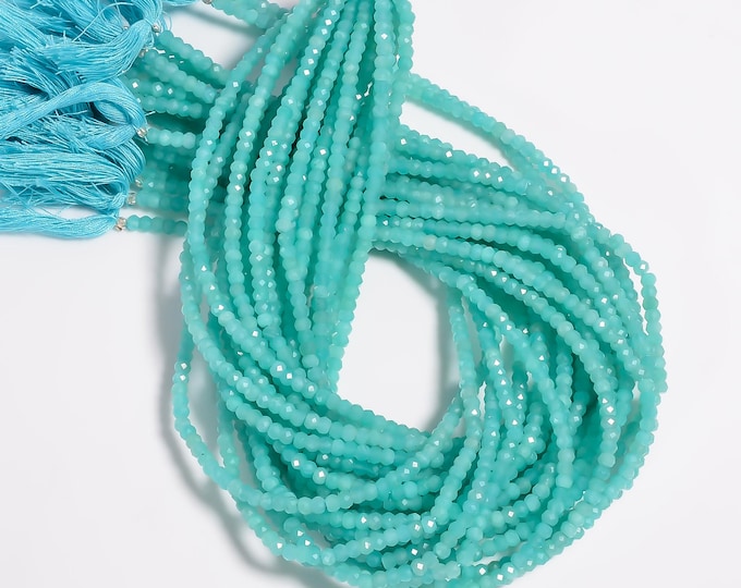 Natural Amazonite Micro Faceted Center Drilled Rondelle Shape 3.55mm, Semi-Precious Gemstones For Jewelry Making