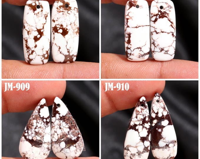 Natural Wild Horse Jasper Fancy Shape Front Drilled Smooth Cabochon Matching Pairs, Semi-Precious Gemstones For Jewelry Making