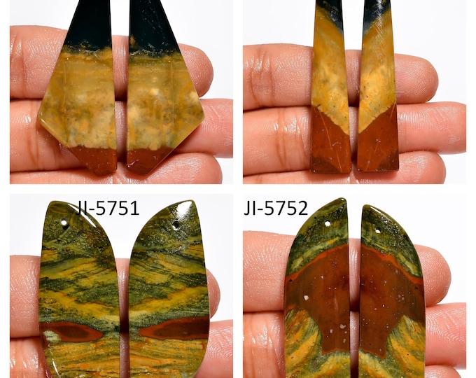 Natural Bloodstone Fancy Shape Front Drilled Smooth Cabochon Matching Pairs, Semi-Precious Gemstones For Jewelry Making