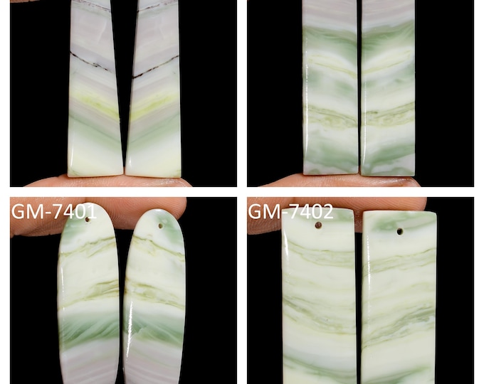Natural Serpentine Fancy Shape Front Drilled Smooth Cabochon Matching Pairs, Semi-Precious Gemstones For Jewelry Making