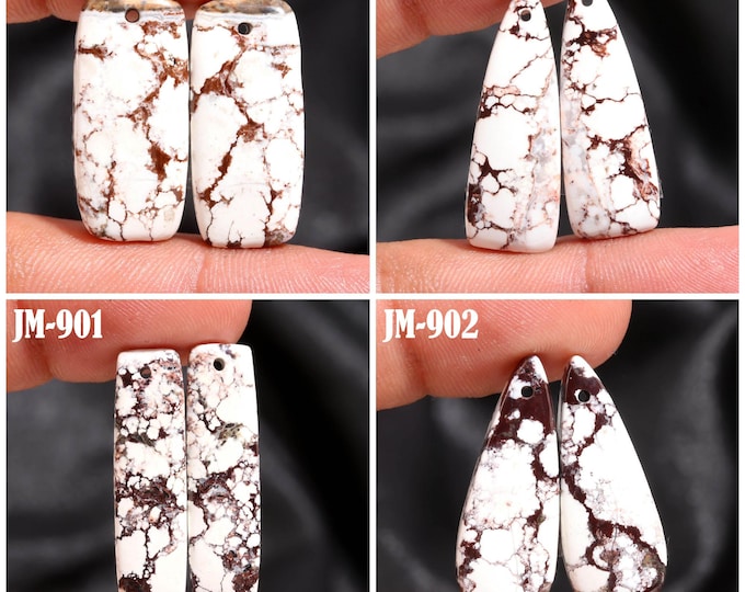 Natural Wild Horse Jasper Fancy Shape Front Drilled Smooth Cabochon Matching Pairs, Semi-Precious Gemstones For Jewelry Making
