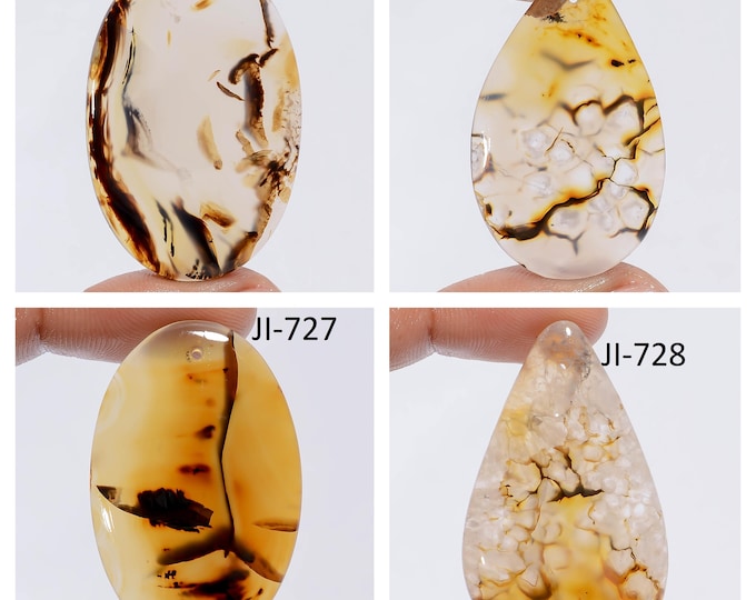 Natural Montana Agate Fancy Shape Front Drilled Smooth Cabochon Single Pieces, Semi-Precious Gemstones For Jewelry Making