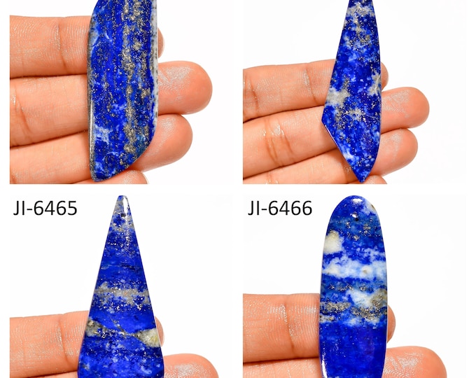 Natural Lapis Lazuli Fancy Shape Front Drilled Smooth Cabochon Single Pieces, Semi-Precious Gemstones For Jewelry Making