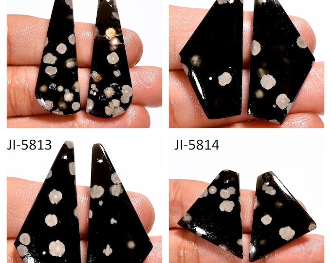 Natural Peanut Obsidian Fancy Shape Front Drilled Smooth Cabochon Matching Pairs, Semi-Precious Gemstones For Jewelry Making