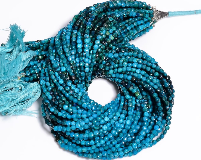 Natural Chrysocolla Multi Shape Faceted Center Drilled Coin Shape 3.70mm, Semi-Precious Gemstones For Jewelry Making