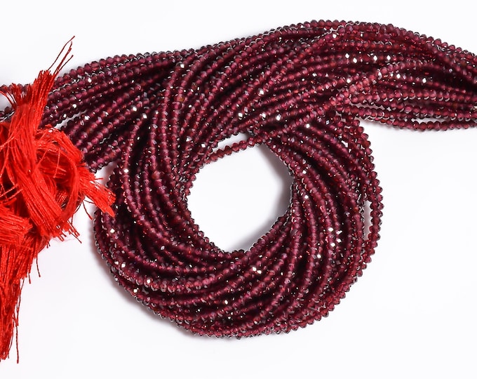 Natural Garnet Micro Faceted Center Drilled Rondelle Shape 2.95mm, Semi-Precious Gemstones For Jewelry Making