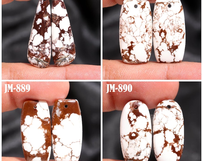 Natural Wild Horse Jasper Fancy Shape Front Drilled Smooth Cabochon Matching Pairs, Semi-Precious Gemstones For Jewelry Making