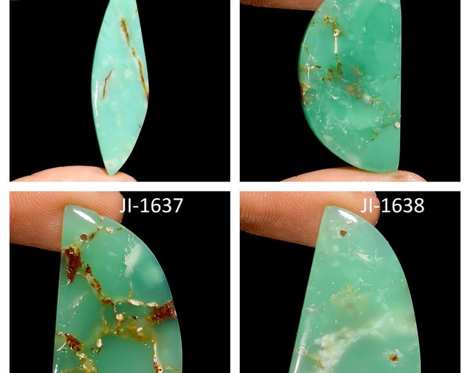 Natural Chrysoprase Fancy Shape Front Drilled Smooth Cabochon Single Pieces, Semi-Precious Gemstones For Jewelry Making