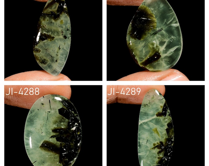 Natural Prehnite Fancy Shape Un-Drilled Smooth Cabochon Single Pieces, Semi-Precious Gemstones For Jewelry Making