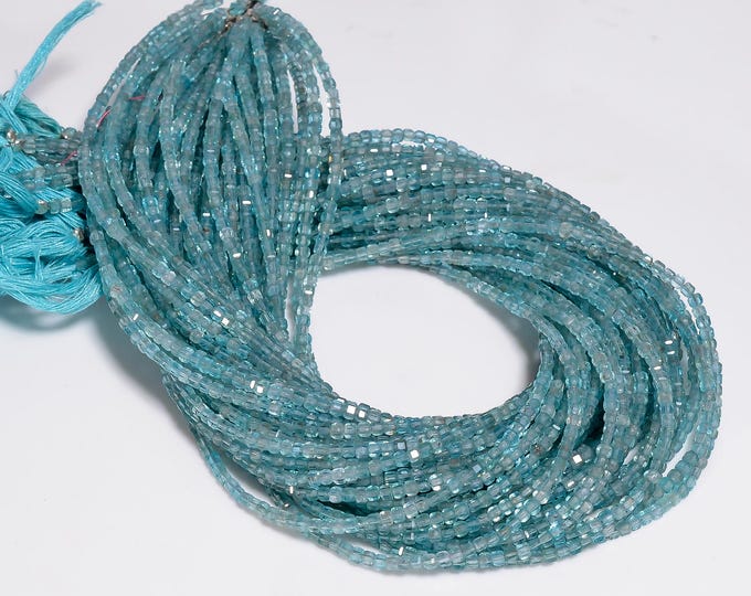 Natural Sky Apatite Faceted Center Drilled Cube Shape 2.50mm, Semi-Precious Gemstones For Jewelry Making