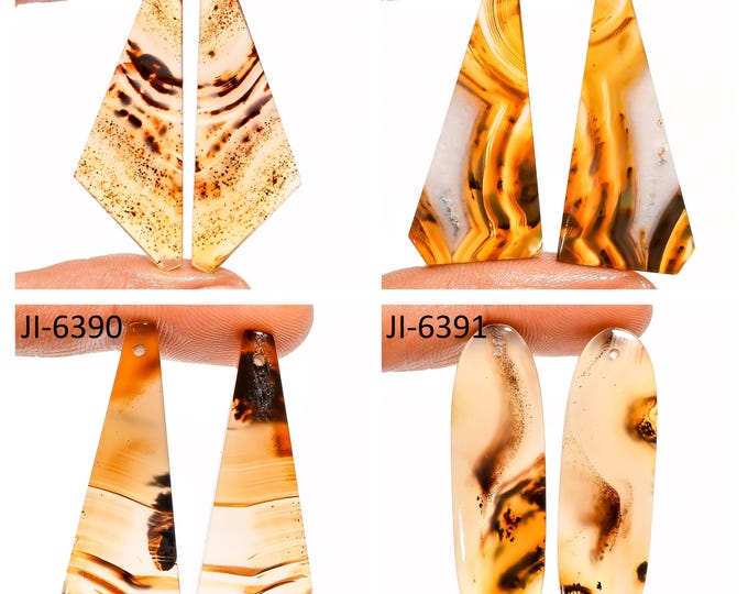 Natural Montana Agate Fancy Shape Front Drilled Smooth Cabochon Matching Pairs, Semi-Precious Gemstones For Jewelry Making