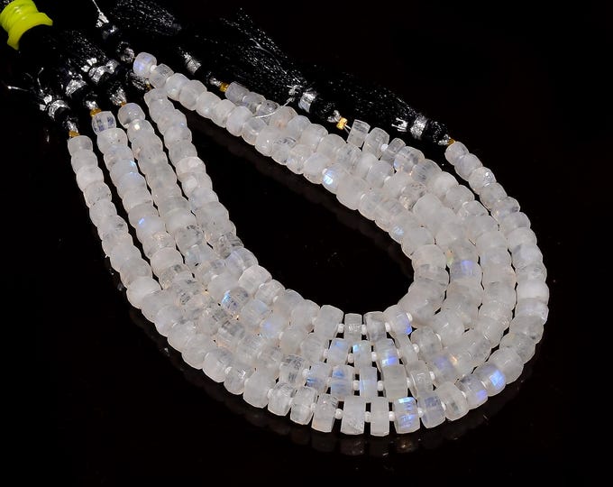 Natural Rainbow Moonstone Faceted Center Drilled Tire Shape Graduated Size 5.50mm to 7.25mm, Semi-Precious Gemstones For Jewelry Making
