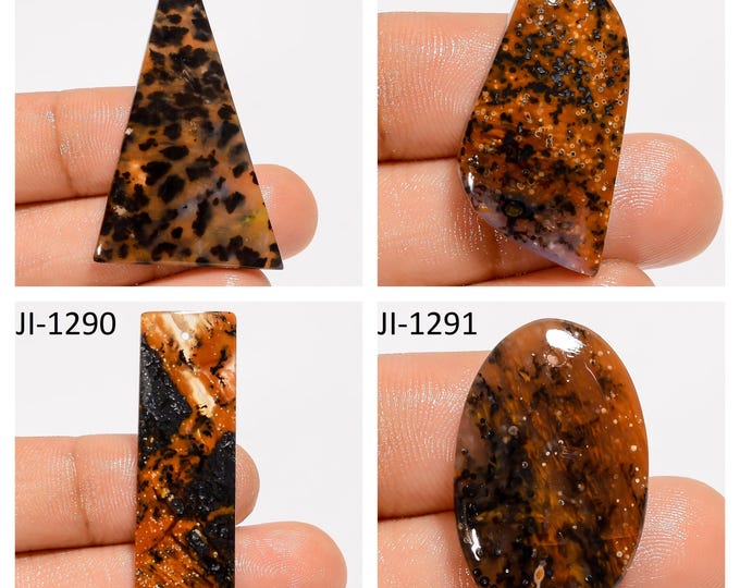 Natural Honey Dendrite Agate Fancy Shape Front Drilled Smooth Cabochon Single Pieces, Semi-Precious Gemstones For Jewelry Making