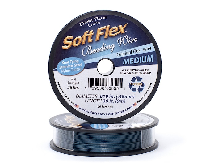 Soft Flex Dark Blue Lapis Color Medium Size Beading Wire, 30 Foot Spool For Jewelry Making