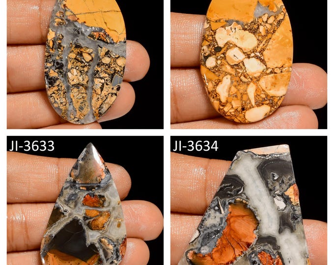 Natural Maligano Jasper Fancy Shape Un-Drilled Smooth Cabochon Single Pieces, Semi-Precious Gemstones For Jewelry Making