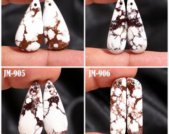 Natural Wild Horse Jasper Fancy Shape Front Drilled Smooth Cabochon Matching Pairs, Semi-Precious Gemstones For Jewelry Making