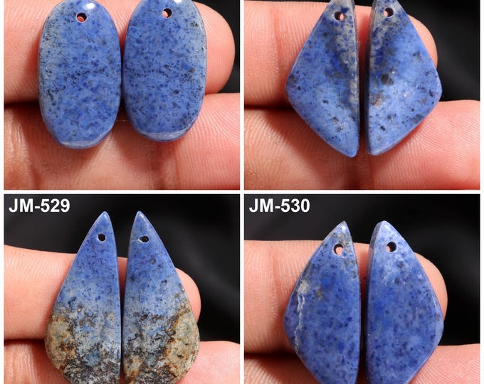 Natural Dumortierite Fancy Shape Front Drilled Smooth Cabochon Matching Pairs, Semi-Precious Gemstones For Jewelry Making