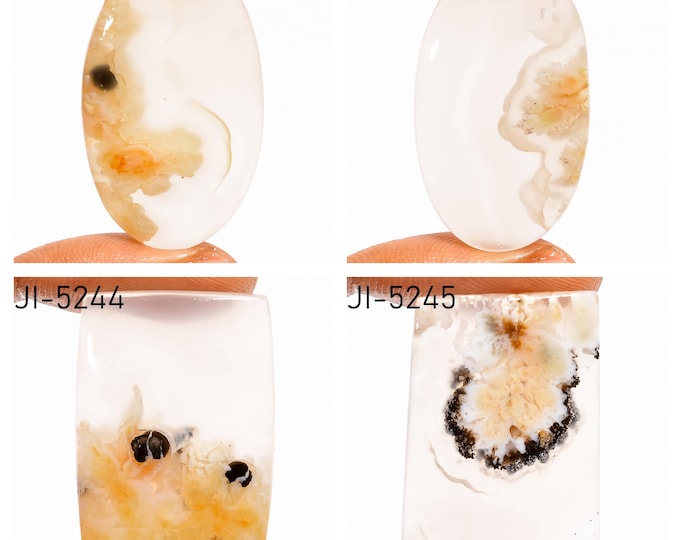 Natural Plume Agate Fancy Shape Un-Drilled Smooth Cabochon Single Pieces, Semi-Precious Gemstones For Jewelry Making