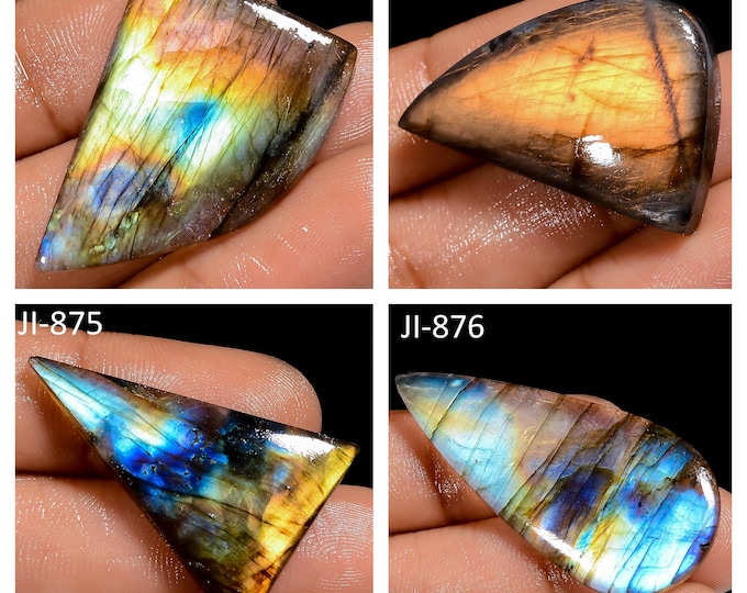 Natural Labradorite Fancy Shape Un-Drilled Smooth Cabochon Single Pieces, Semi-Precious Gemstones For Jewelry Making
