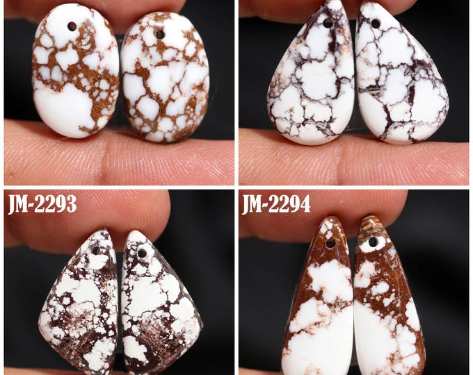 Natural Wild Horse Jasper Fancy Shape Front Drilled Smooth Cabochon Matching Pairs, Semi-Precious Gemstones For Jewelry Making