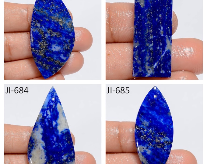 Natural Lapis Lazuli Fancy Shape Drilled Cabochon Single Pieces, Semi-Precious Gemstones For Jewelry Making