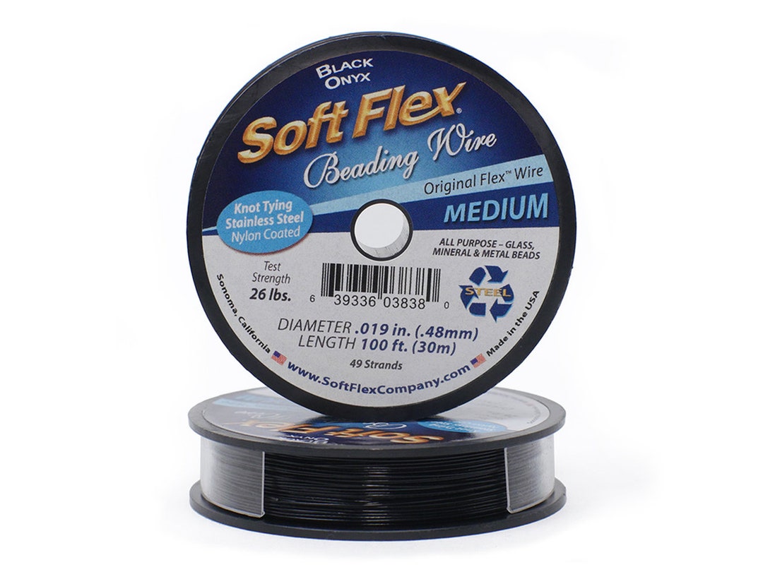 Soft Flex Black Medium Size Beading Wire 100 Foot Spool for