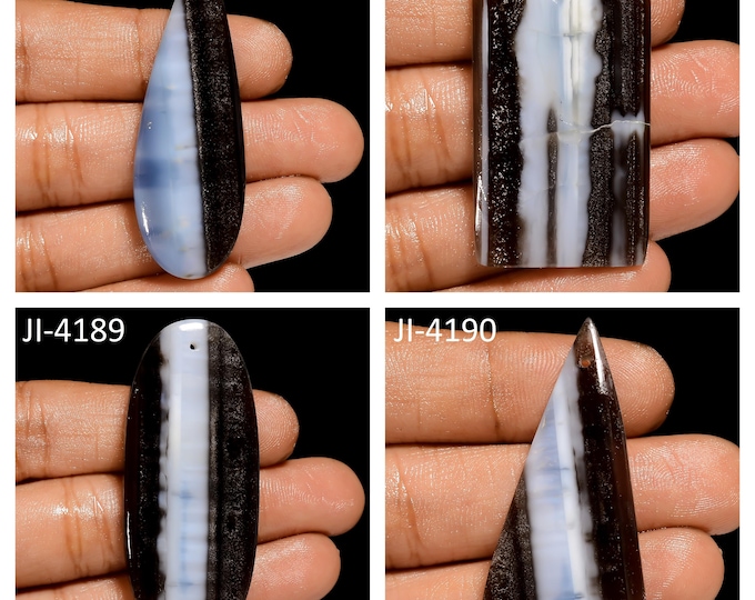 Natural Owyhee Blue Opal Fancy Shape Front Drilled Smooth Cabochon Single Pieces, Semi-Precious Gemstones For Jewelry Making