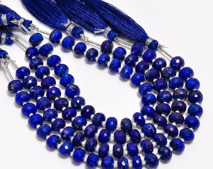 Lapis Lazuli Faceted Center Drilled Rondelle Shape 7mm, Semi-Precious Gemstones For Jewelry Making