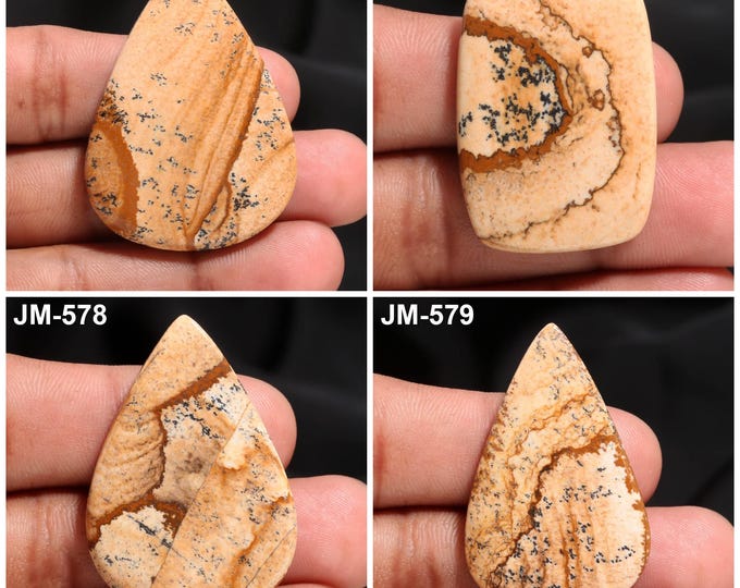 Natural Picture Jasper Fancy Shape Un-Drilled Smooth Cabochon Single Pieces, Semi-Precious Gemstones For Jewelry Making