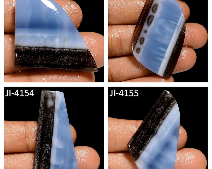Natural Owyhee Blue Opal Fancy Shape Un-Drilled Smooth Cabochon Single Pieces, Semi-Precious Gemstones For Jewelry Making