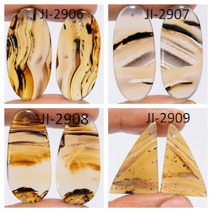 Natural Montana Agate Fancy Shape Front Drilled Smooth Cabochon Matching Pairs, Semi-Precious Gemstones For Jewelry Making