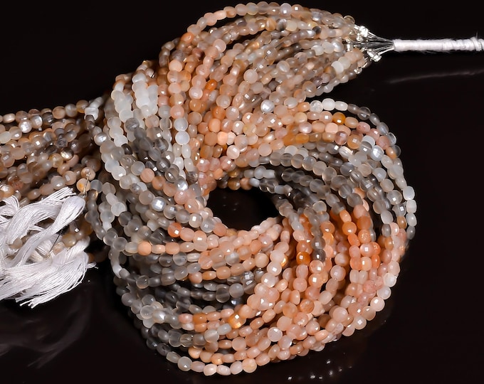 Natural Moonstone Multi Color Faceted Center Drilled Coin Shape 4mm, Semi-Precious Gemstones For Jewelry Making