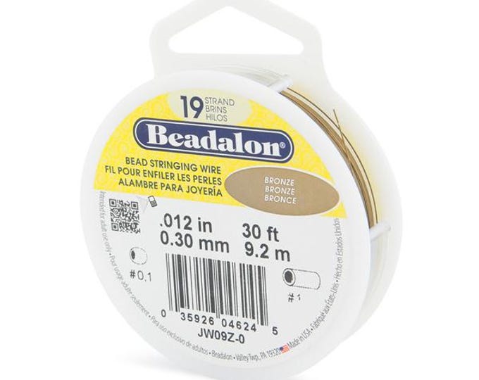 Beadalon Bronze Color .012 Inch Diameter, 19 Strand Beading Wire, 30 Foot Spool For Jewelry Making