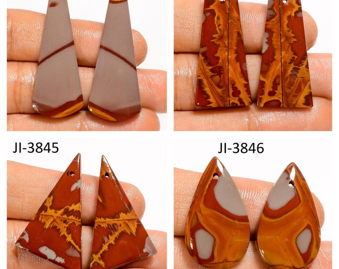 Natural Noreena Jasper Fancy Shape Front Drilled Smooth Cabochon Matching Pairs, Semi-Precious Gemstones For Jewelry Making