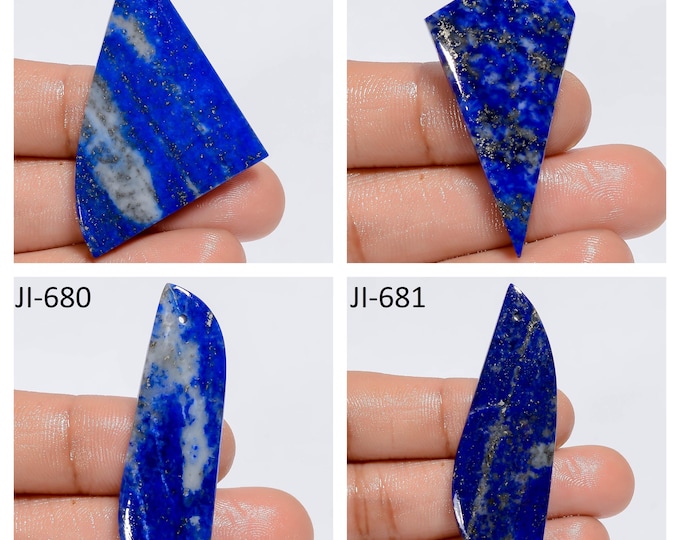 Natural Lapis Lazuli Fancy Shape Front Drilled Smooth Cabochon Single Pieces, Semi-Precious Gemstones For Jewelry Making