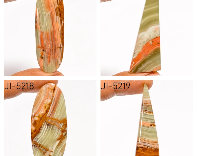 Natural Green Banded Calcite Fancy Shape Un-Drilled Smooth Cabochon Single Pieces, Semi-Precious Gemstones For Jewelry Making