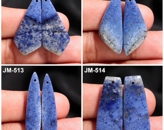 Natural Dumortierite Fancy Shape Front Drilled Smooth Cabochon Matching Pairs, Semi-Precious Gemstones For Jewelry Making