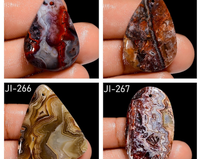 Natural Crazy Lace Agate Fancy Shape Front Drilled Smooth Cabochon Single Pieces, Semi-Precious Gemstones For Jewelry Making