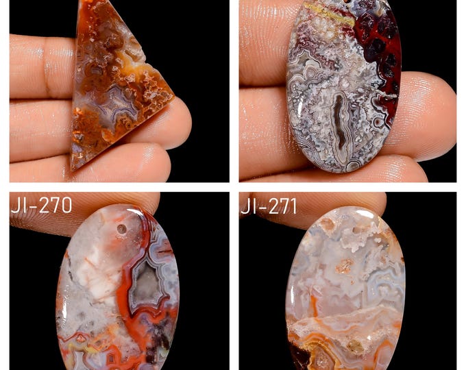 Natural Crazy Lace Agate Fancy Shape Front Drilled Smooth Cabochon Single Pieces, Semi-Precious Gemstones For Jewelry Making