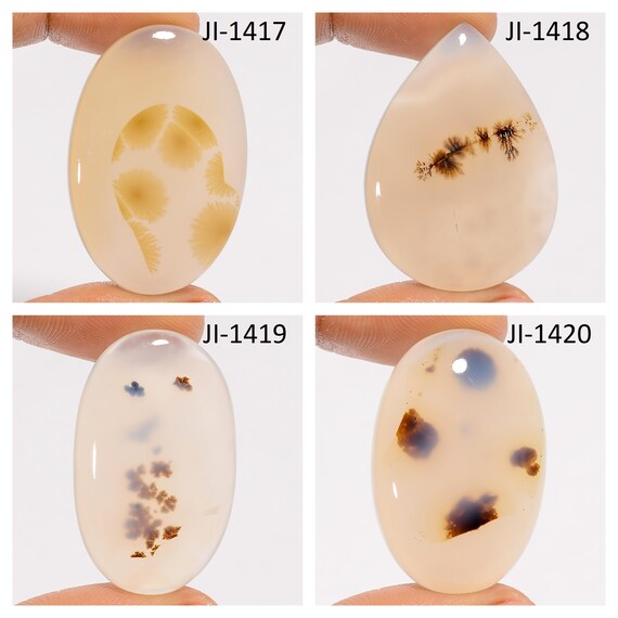 Natural Dendrite Agate Fancy Shape Un-Drilled Smooth Cabochon Single Pieces, Semi-Precious Gemstones For Jewelry Making