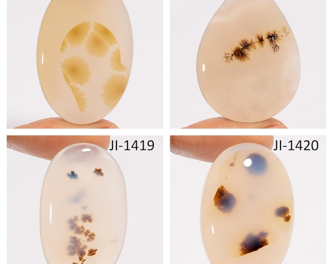 Natural Dendrite Agate Fancy Shape Un-Drilled Smooth Cabochon Single Pieces, Semi-Precious Gemstones For Jewelry Making